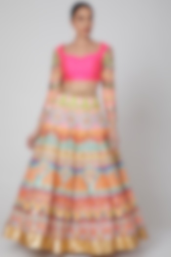 Fuchsia Sequins Embroidered Bridal Lehenga Set by Param Sahib at Pernia's Pop Up Shop