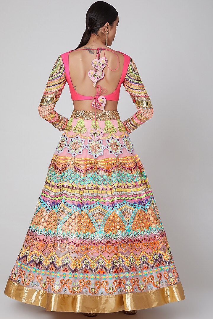 Fuchsia Sequins Embroidered Bridal Lehenga Set by Param Sahib at Pernia's Pop Up Shop