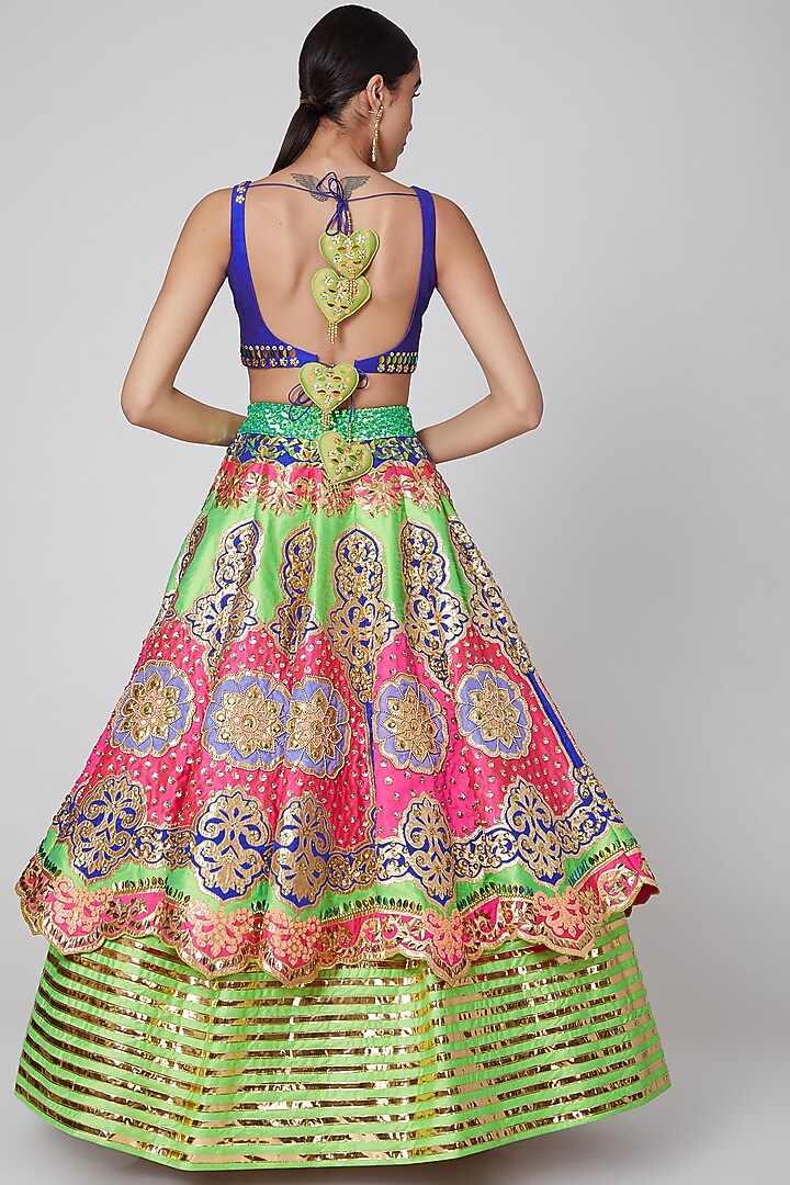 Mint Green Embroidered Wedding Lehenga Set by Param Sahib at Pernia's Pop Up Shop