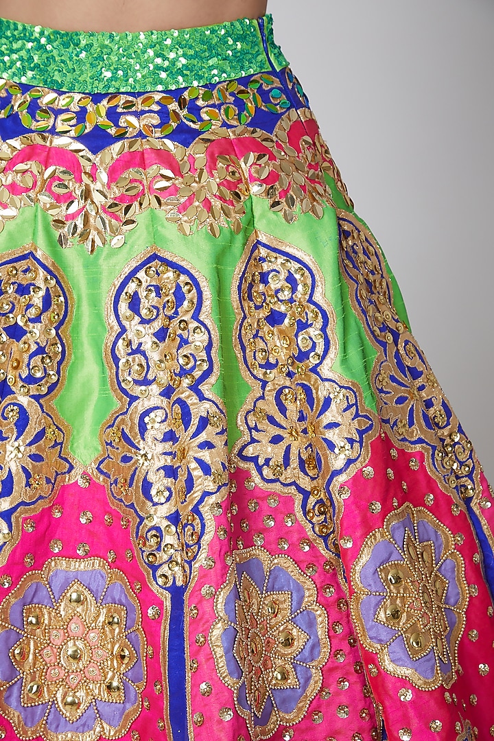 Mint Green Embroidered Wedding Lehenga Set by Param Sahib at Pernia's Pop Up Shop