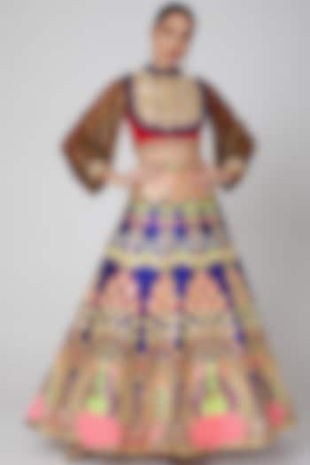 Cobalt Blue Embroidered Bridal Lehenga Set by Param Sahib at Pernia's Pop Up Shop