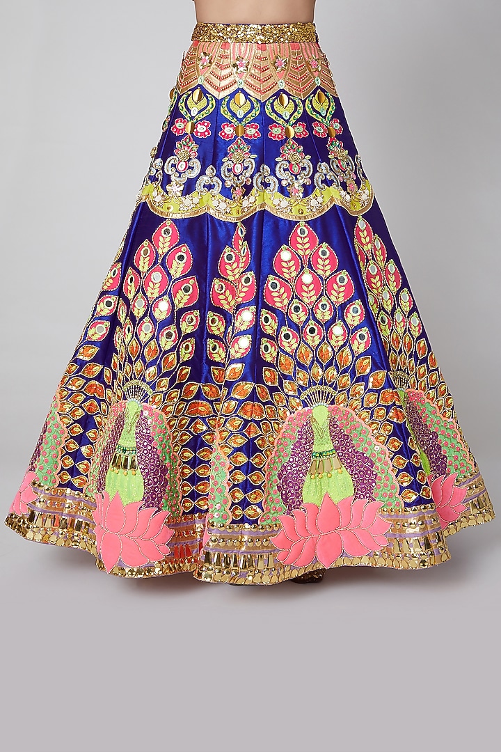 Cobalt Blue Embroidered Bridal Lehenga Set by Param Sahib at Pernia's Pop Up Shop