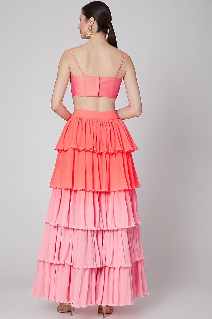 Orange Ombre Skirt Set by Param Sahib at Pernia's Pop Up Shop