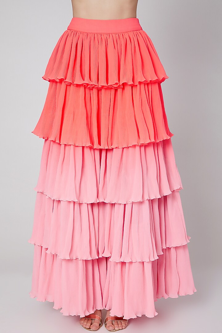 Orange Ombre Skirt Set by Param Sahib at Pernia's Pop Up Shop