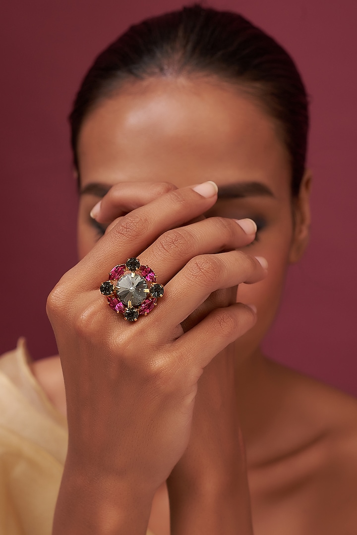 Gold Finish Swarovski Crystal Ring by Prestones at Pernia's Pop Up Shop