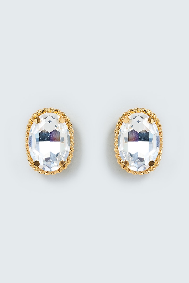 Gold Finish Swarovski Crystal Stud Earrings by Prestones at Pernia's Pop Up Shop