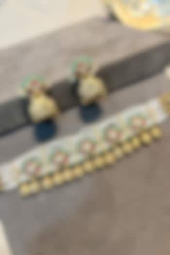 Gold Finish Pearl Choker Necklace Set by Prestones at Pernia's Pop Up Shop