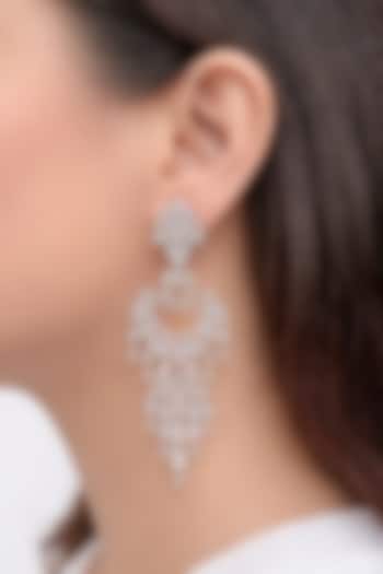 White Finish Zircon Dangler Earrings by Prestones at Pernia's Pop Up Shop