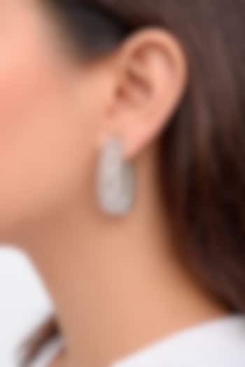 White Finish Zircon Hoop Earrings by Prestones at Pernia's Pop Up Shop
