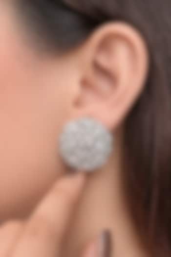 White Finish Zircon Stud Earrings by Prestones at Pernia's Pop Up Shop