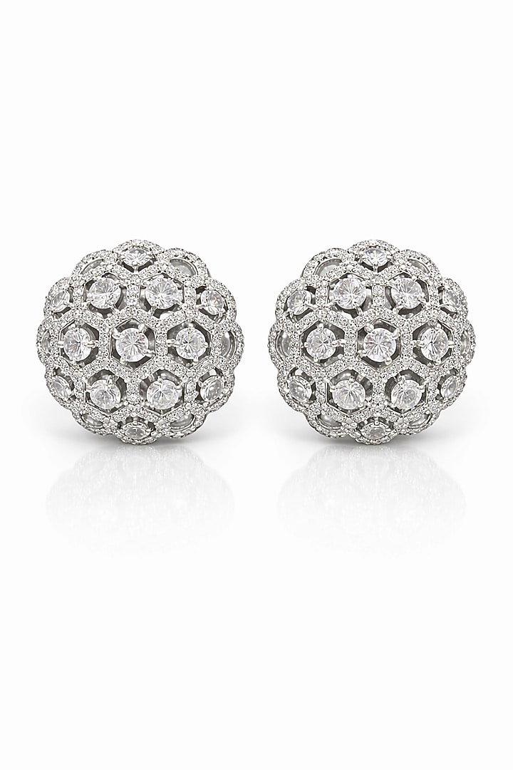 White Finish Zircon Stud Earrings by Prestones at Pernia's Pop Up Shop