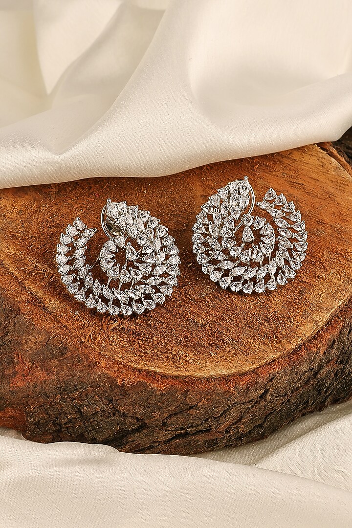 White Finish Zircon Stud Earrings by Prestones at Pernia's Pop Up Shop