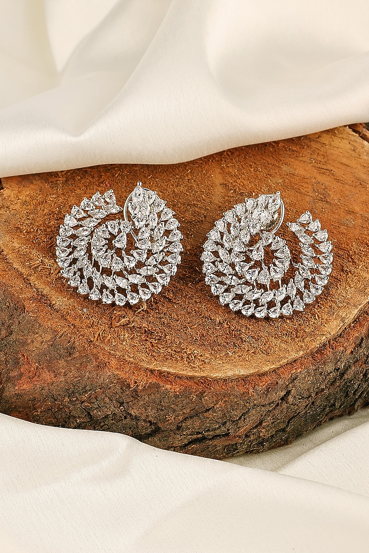 White Finish Zircon Stud Earrings by Prestones at Pernia's Pop Up Shop