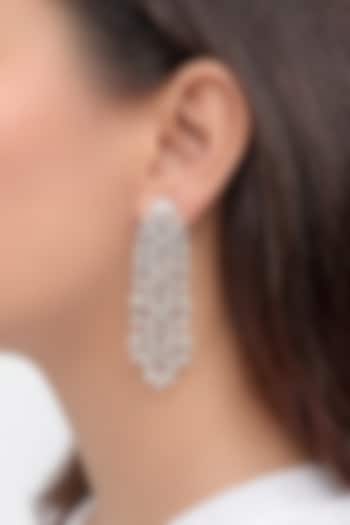White Finish Zircon Dangler Earrings by Prestones at Pernia's Pop Up Shop