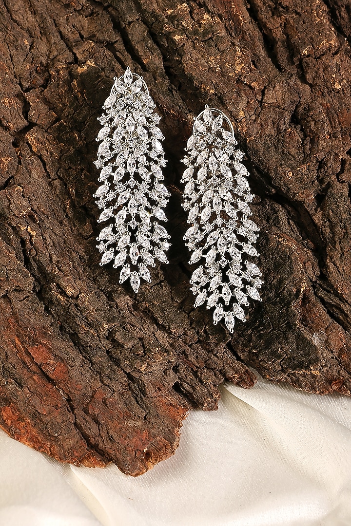 White Finish Zircon Dangler Earrings by Prestones at Pernia's Pop Up Shop