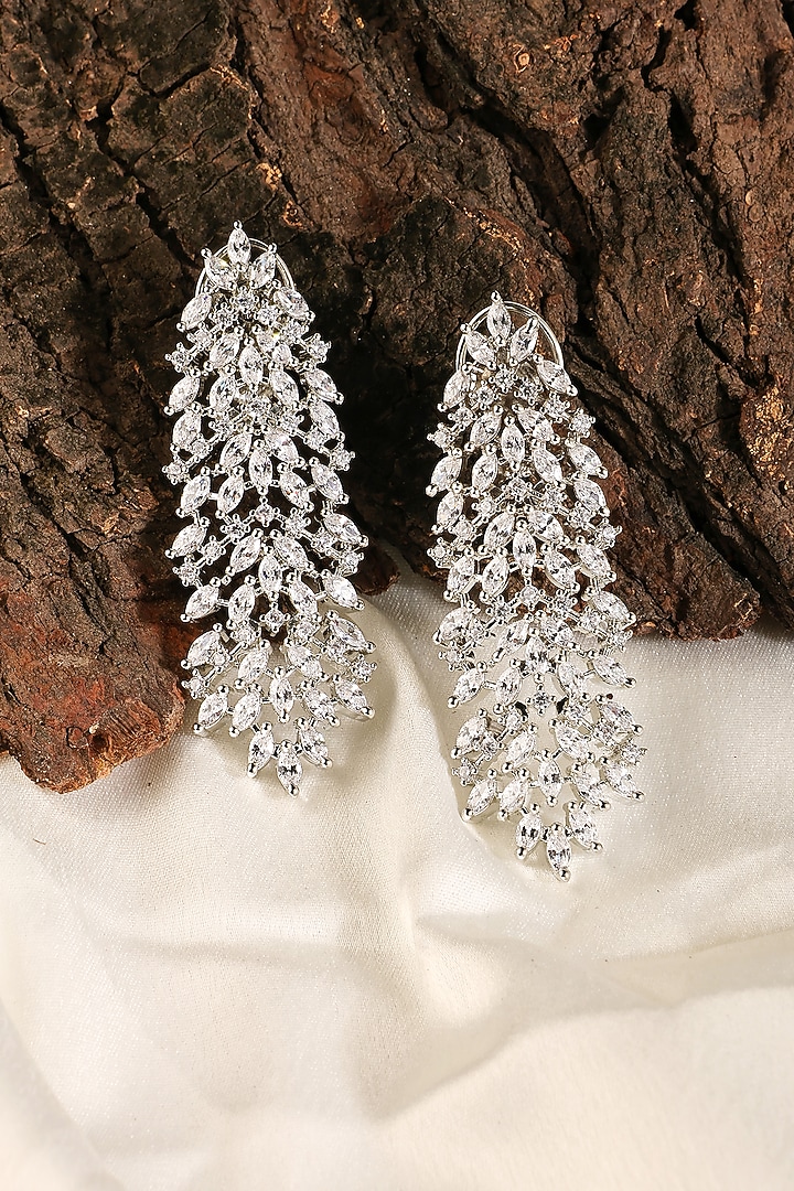 White Finish Zircon Dangler Earrings by Prestones at Pernia's Pop Up Shop