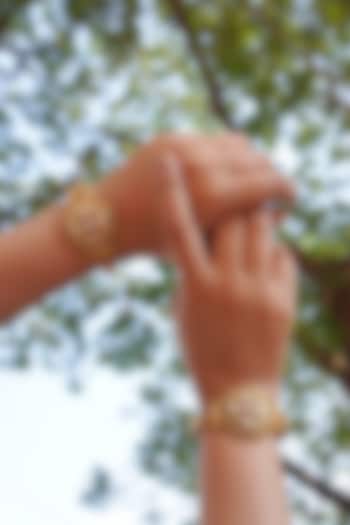 Antique Gold Finish Temple Bangles (Set Of 2) by Prestones at Pernia's Pop Up Shop