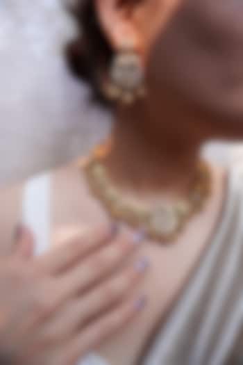 Antique Gold Finish Temple Necklace Set by Prestones at Pernia's Pop Up Shop