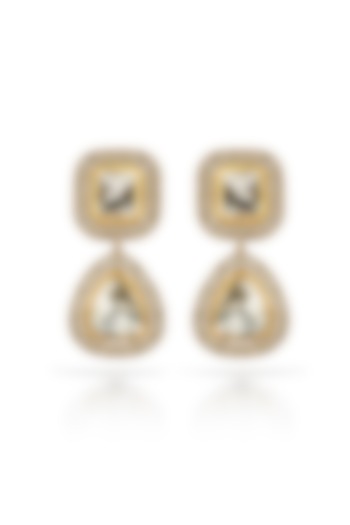 Gold Finish Crystal & CZ Stud Earrings by Prestones at Pernia's Pop Up Shop
