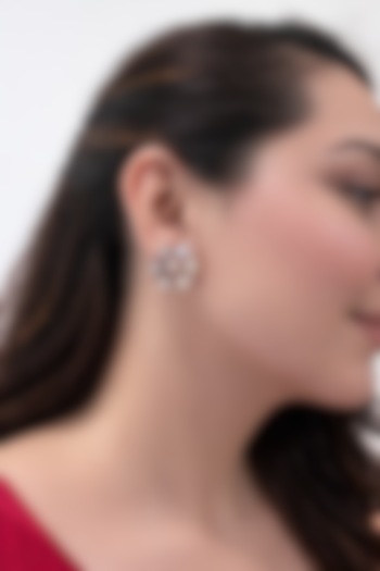 Gold Finish Ruby & Kundan Polki Stud Earrings by Prestones at Pernia's Pop Up Shop