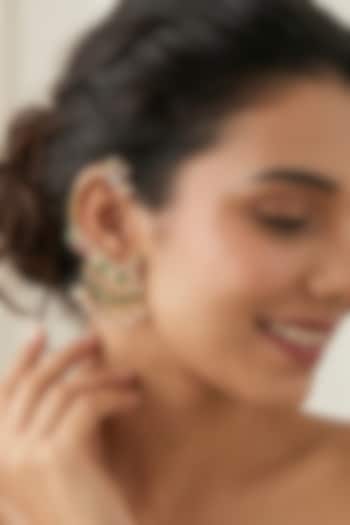 Gold Finish Kundan Polki & Multi-Colored Stone Earcuffs by Prestones at Pernia's Pop Up Shop