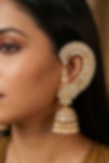 Gold Finish Kundan Polki Earcuffs by Prestones at Pernia's Pop Up Shop