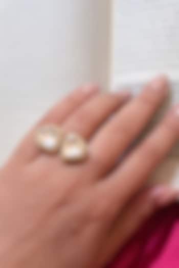 Gold Finish Kundan Polki & Cubic Zirconia Ring by Prestones at Pernia's Pop Up Shop