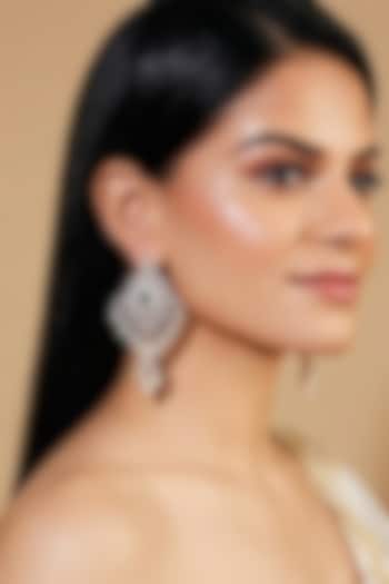 White Finish Pearl & Zircon Dangler Earrings by Prestones at Pernia's Pop Up Shop