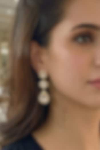 Gold Finish Zircon Dangler Earrings by Prestones at Pernia's Pop Up Shop