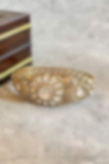 Gold Finish Kundan Polki & Zircon Bangle by Prestones at Pernia's Pop Up Shop