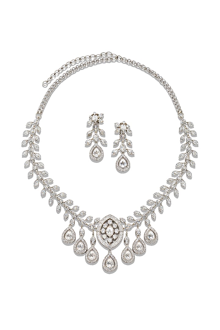 White Rhodium Finish Zircon Necklace Set by Prestones at Pernia's Pop Up Shop