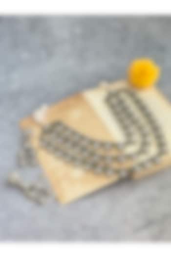 Antique Gold Finish Kundan Polki & Emerald Green Stone Layered Necklace Set by Prestones at Pernia's Pop Up Shop