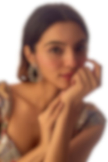 White Finish Pink Swarovski Stone Hoop Earrings by Prestones at Pernia's Pop Up Shop