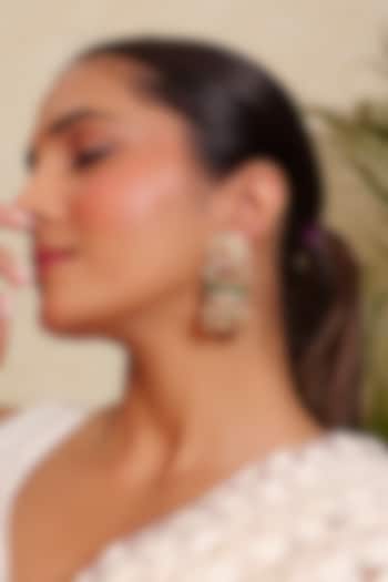 Antique Gold Finish Emerald Beaded & Ruby Stone Temple Jhumka Earrings by Prestones at Pernia's Pop Up Shop