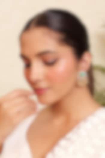 Antique Gold Finish Emerald & Ruby Synthetic Stone Temple Stud Earrings by Prestones at Pernia's Pop Up Shop