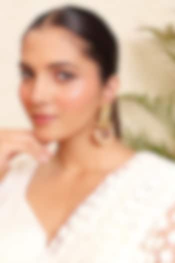 Antique Gold Finish Ruby & Pearl Meenakari Temple Dangler Earrings by Prestones at Pernia's Pop Up Shop