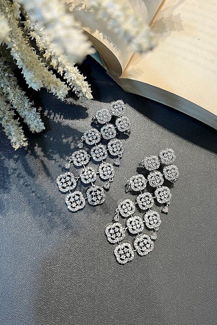 White Finish Zircon Dangler Earrings by Prestones at Pernia's Pop Up Shop