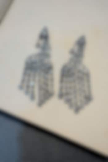 Black Rhodium Finish Zircon Dangler Earrings by Prestones at Pernia's Pop Up Shop
