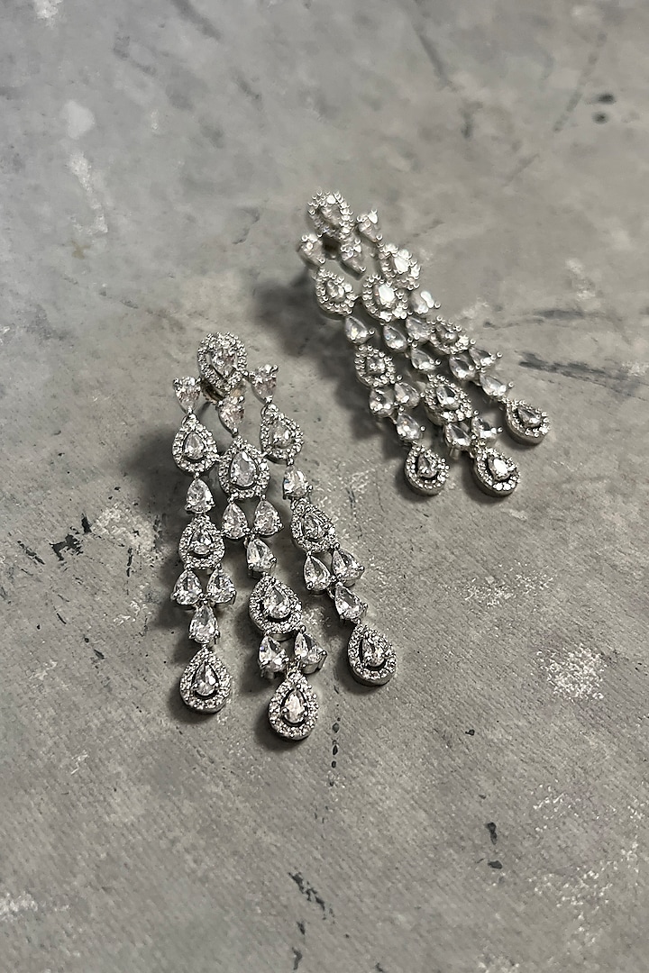 White Finish Zircon Dangler Earrings by Prestones at Pernia's Pop Up Shop