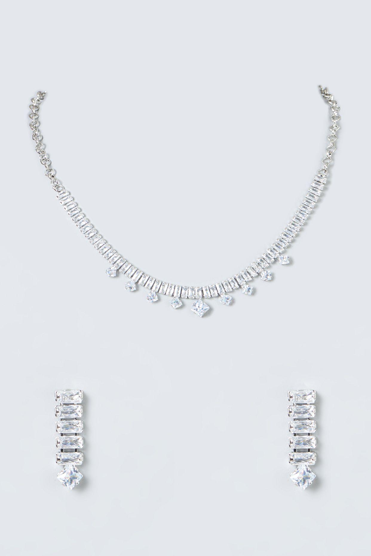 White Finish Zircon Necklace Set by Prestones