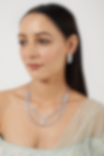 White Finish Zircon Long Necklace Set by Prestones at Pernia's Pop Up Shop