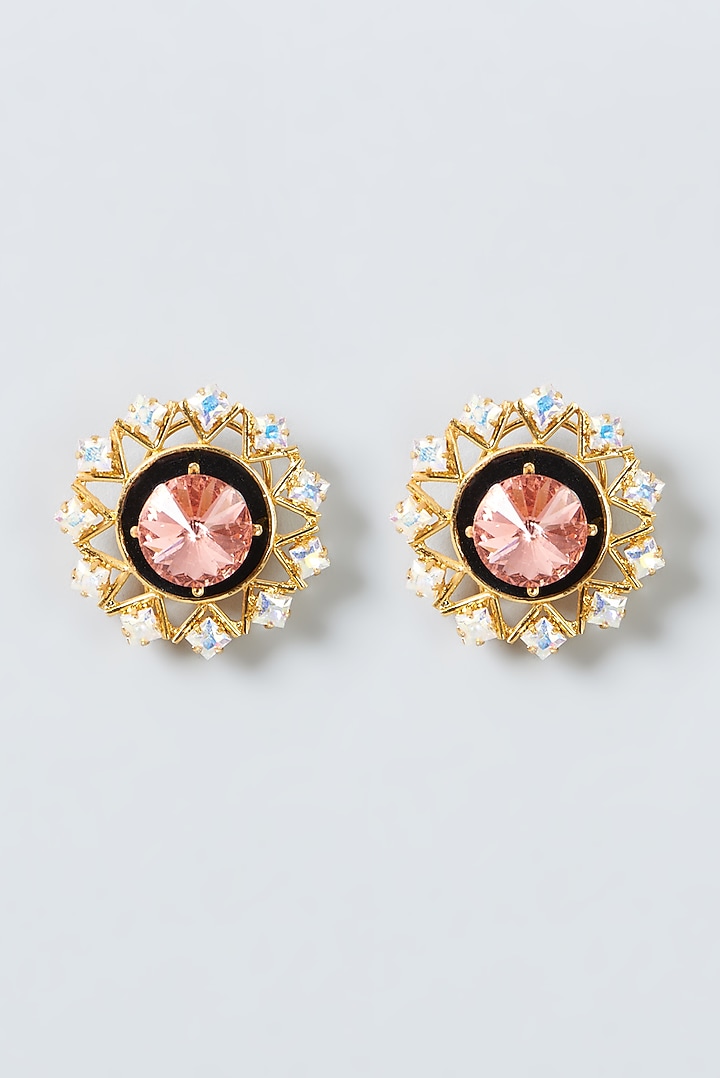 Gold Plated Swarovski Stud Earrings Design by Prestones at Pernia's Pop