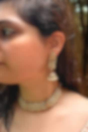 Gold Finish Pearl Temple Choker Necklace Set by Prestones at Pernia's Pop Up Shop