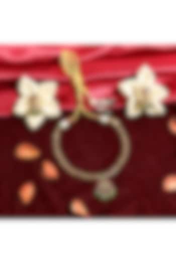 Gold Finish Multi-Colored Stone Temple Choker Necklace Set by Prestones at Pernia's Pop Up Shop