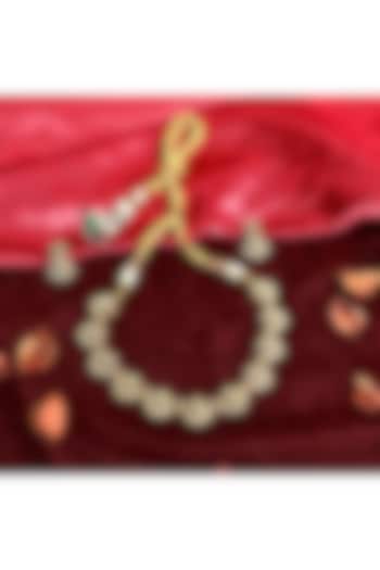 Gold Finish Green Stone Temple Choker Necklace Set by Prestones at Pernia's Pop Up Shop