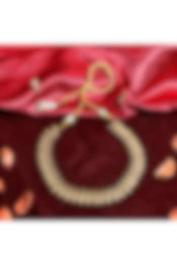 Gold Finish Leaf Motif Temple Choker Necklace Set by Prestones at Pernia's Pop Up Shop