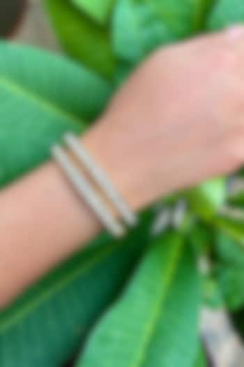 Gold Finish Kundan Polki Openable Bangles (Set Of 2) by Prestones at Pernia's Pop Up Shop