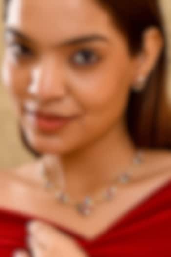Gold Finish Moissanite Polki & Multi-Colored Gemstone Necklace Set by Prestones at Pernia's Pop Up Shop