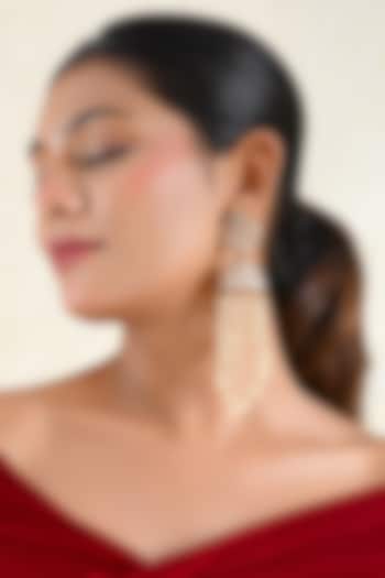Gold Finish Zircon & Pearl Jhumka Earrings by Prestones at Pernia's Pop Up Shop
