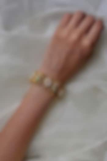 Gold Finish Zircon & Ruby Stone Temple Bracelet by Prestones at Pernia's Pop Up Shop